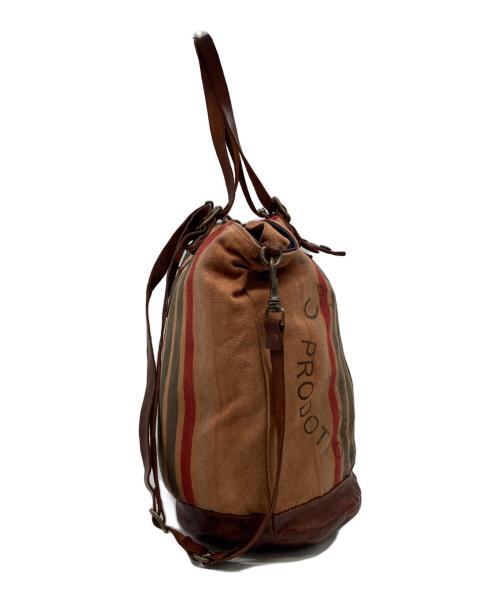 campomaggi（カンポマッジ）campomaggi (カンポマッジ) ストライプキャンバストートバッグ ベージュの古着・服飾アイテム