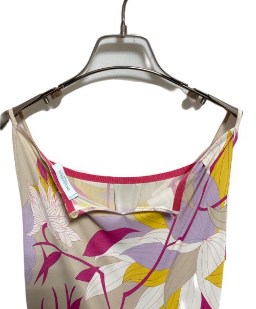 Emilio Pucci（エミリオ プッチ）Emilio Pucci (エミリオ プッチ) 総柄レーヨンキャミソールワンピース ピンク×イエロー サイズ:38の古着・服飾アイテム