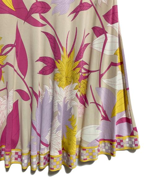 Emilio Pucci（エミリオ プッチ）Emilio Pucci (エミリオ プッチ) 総柄レーヨンキャミソールワンピース ピンク×イエロー サイズ:38の古着・服飾アイテム