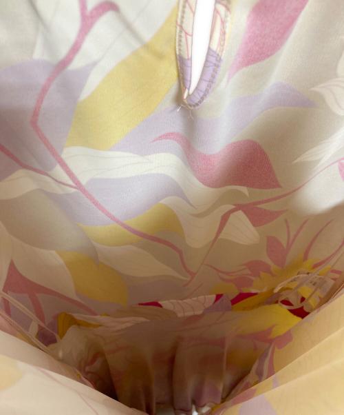 Emilio Pucci（エミリオ プッチ）Emilio Pucci (エミリオ プッチ) 総柄レーヨンキャミソールワンピース ピンク×イエロー サイズ:38の古着・服飾アイテム