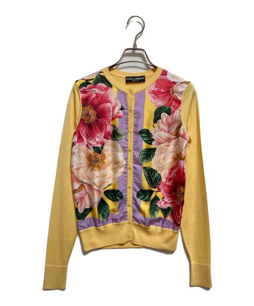 DOLCE & GABBANA（ドルチェ＆ガッバーナ）DOLCE & GABBANA (ドルチェ＆ガッバーナ) シルク切替カーディガン イエロー サイズ:36の古着・服飾アイテム