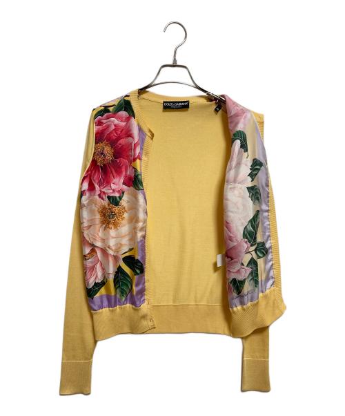 DOLCE & GABBANA（ドルチェ＆ガッバーナ）DOLCE & GABBANA (ドルチェ＆ガッバーナ) シルク切替カーディガン イエロー サイズ:36の古着・服飾アイテム