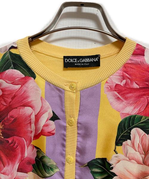 DOLCE & GABBANA（ドルチェ＆ガッバーナ）DOLCE & GABBANA (ドルチェ＆ガッバーナ) シルク切替カーディガン イエロー サイズ:36の古着・服飾アイテム