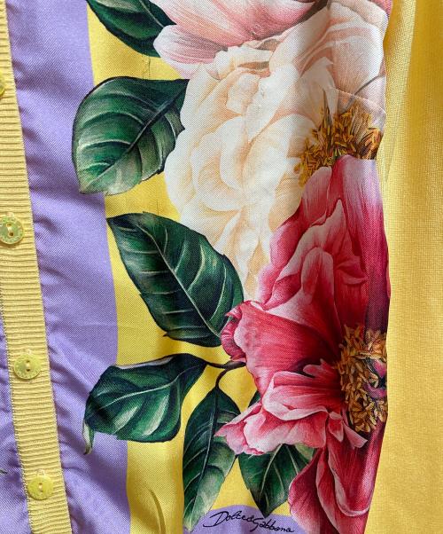 DOLCE & GABBANA（ドルチェ＆ガッバーナ）DOLCE & GABBANA (ドルチェ＆ガッバーナ) シルク切替カーディガン イエロー サイズ:36の古着・服飾アイテム