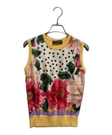 DOLCE & GABBANA（ドルチェ＆ガッバーナ）の古着「シルク切替ノースリーブニット」｜イエロー