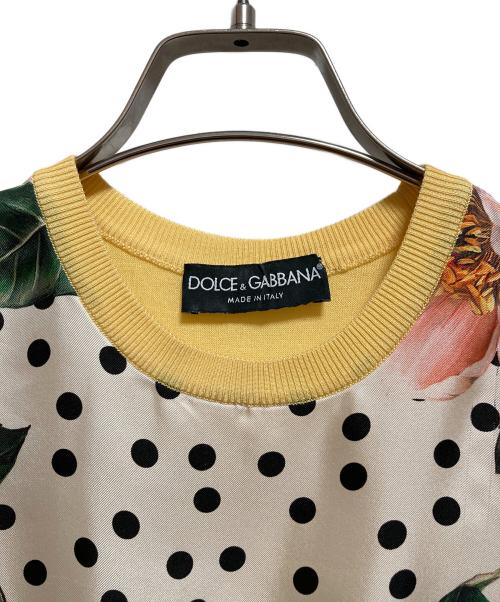 DOLCE & GABBANA（ドルチェ＆ガッバーナ）DOLCE & GABBANA (ドルチェ＆ガッバーナ) シルク切替ノースリーブニット イエロー サイズ:36の古着・服飾アイテム