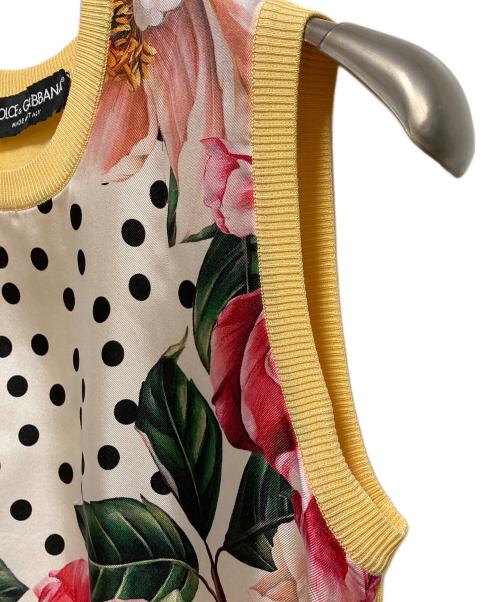 DOLCE & GABBANA（ドルチェ＆ガッバーナ）DOLCE & GABBANA (ドルチェ＆ガッバーナ) シルク切替ノースリーブニット イエロー サイズ:36の古着・服飾アイテム