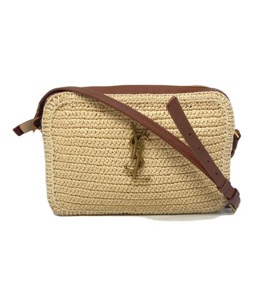 Saint Laurent Paris（サンローランパリ）Saint Laurent Paris (サンローランパリ) ラフィア カメラバッグ ベージュの古着・服飾アイテム