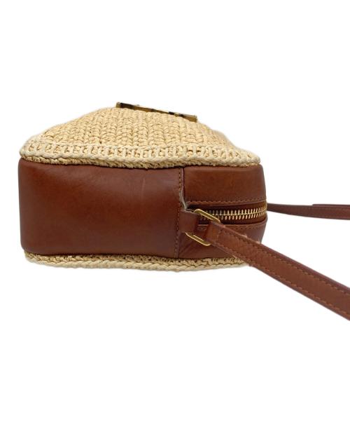 Saint Laurent Paris（サンローランパリ）Saint Laurent Paris (サンローランパリ) ラフィア カメラバッグ ベージュの古着・服飾アイテム