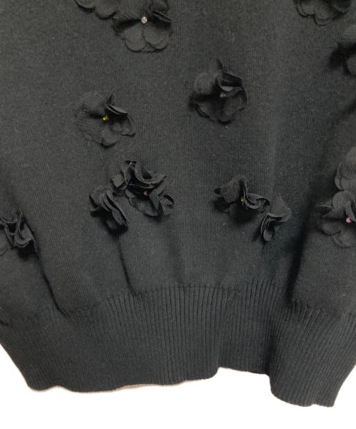 UNITED ARROWS（ユナイテッドアローズ）UNITED ARROWS (ユナイテッドアローズ) 3D フラワーモチーフ ノースリーブ ニットベスト ブラック サイズ:FREEの古着・服飾アイテム