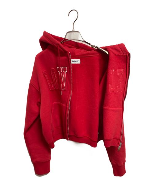 NOHANT（ノアン）NOHANT (ノアン) LOVELY CROP HOODIE ZIP-UP OATMEAL レッド サイズ:Ｍの古着・服飾アイテム