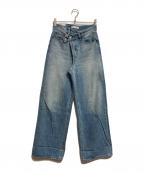 moussyマウジー）の古着「CROSS WAIST WIDE STRAIGHT」｜ブルー