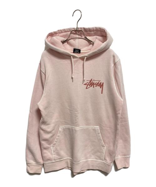 stussy（ステューシー）stussy (ステューシー) ピグメントプルオーバーパーカー ピンク サイズ:Sの古着・服飾アイテム