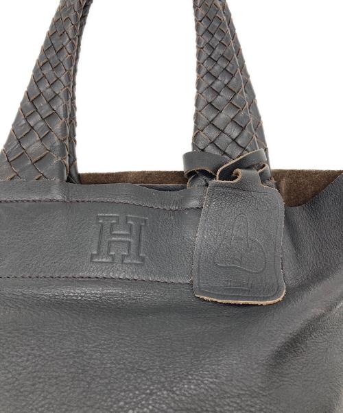 HIROFU（ヒロフ）HIROFU (ヒロフ) Hロゴメッシュハンドルトートバッグ ブラックの古着・服飾アイテム