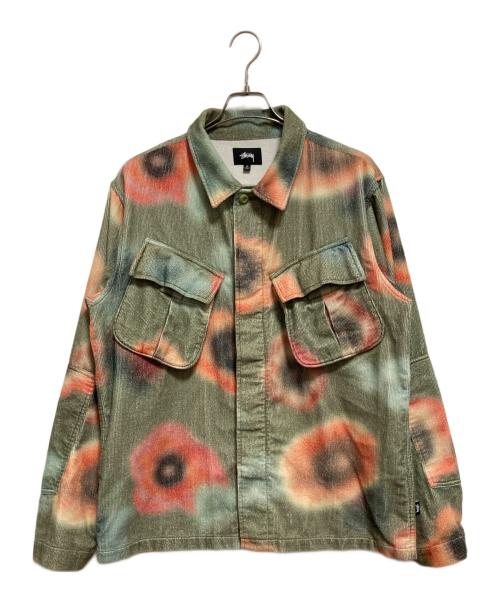 stussy（ステューシー）stussy (ステューシー) Velveteen Jungle SHIRT グリーン サイズ:Mの古着・服飾アイテム