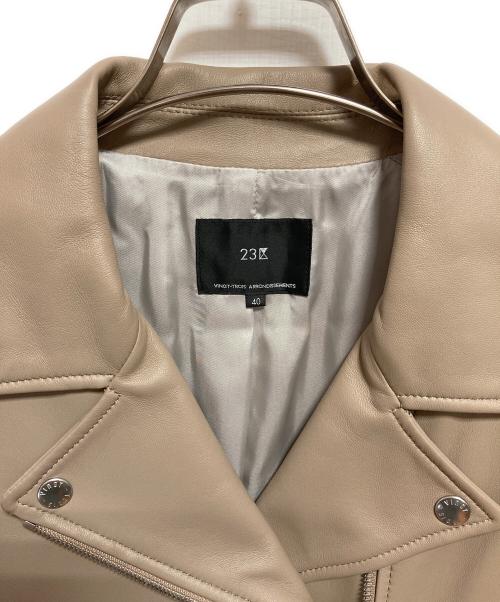 23区（ニジュウサンク）23区 (ニジュウサンク) シープレザーライダースジャケット ベージュ サイズ:40の古着・服飾アイテム