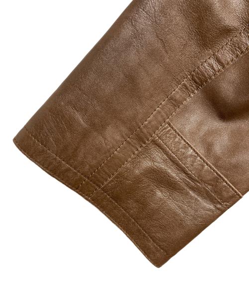 WEEKEND Max Mara（ウィークエンド マックスマーラ）WEEKEND Max Mara (ウィークエンド マックスマーラ) ノーカラーレザーコート ブラウン サイズ:40の古着・服飾アイテム