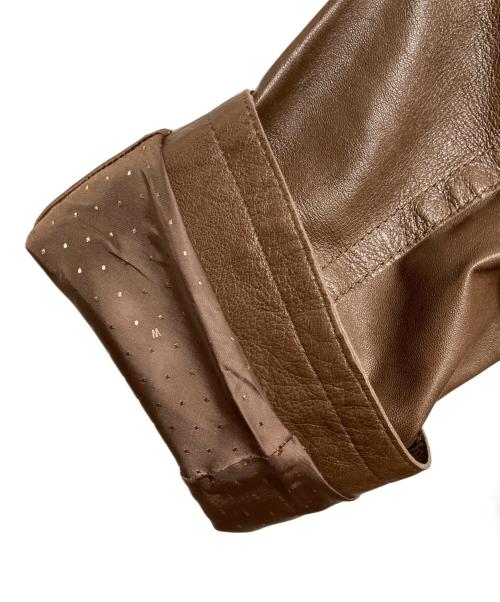 WEEKEND Max Mara（ウィークエンド マックスマーラ）WEEKEND Max Mara (ウィークエンド マックスマーラ) ノーカラーレザーコート ブラウン サイズ:40の古着・服飾アイテム