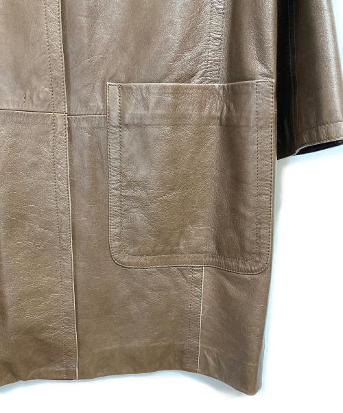 WEEKEND Max Mara（ウィークエンド マックスマーラ）WEEKEND Max Mara (ウィークエンド マックスマーラ) ノーカラーレザーコート ブラウン サイズ:40の古着・服飾アイテム
