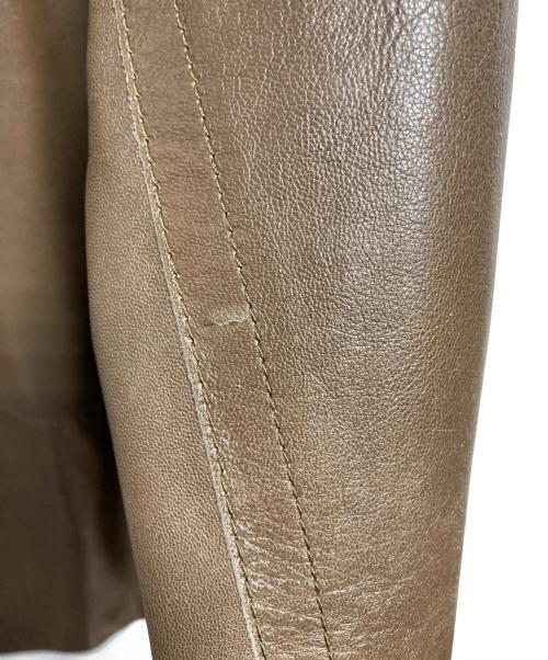 WEEKEND Max Mara（ウィークエンド マックスマーラ）WEEKEND Max Mara (ウィークエンド マックスマーラ) ノーカラーレザーコート ブラウン サイズ:40の古着・服飾アイテム