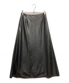 BALLSEY（ボールジィ）の古着「レザーライクライトクロス セミフレアスカート」｜ブラック