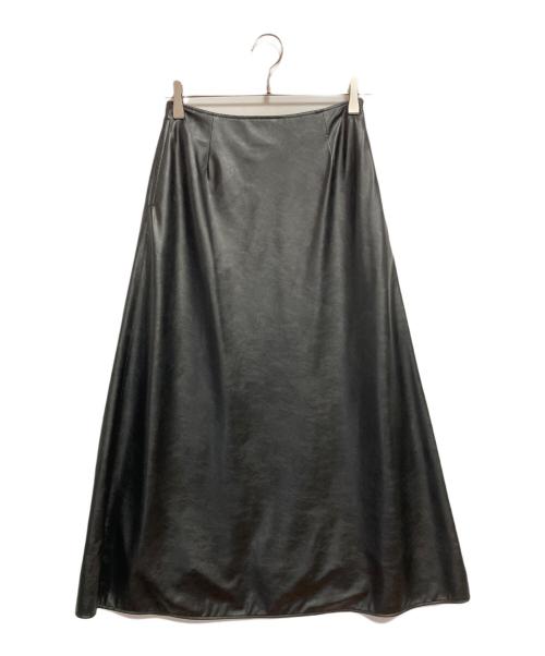 BALLSEY（ボールジィ）BALLSEY (ボールジィ) レザーライクライトクロス セミフレアスカート ブラック サイズ:34の古着・服飾アイテム