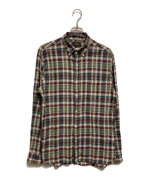 BEAMS PLUS（ビームスプラス）BEAMS PLUS (ビームスプラス) マドラスチェック ボタンダウンシャツ パープル サイズ:XLの古着・服飾アイテム