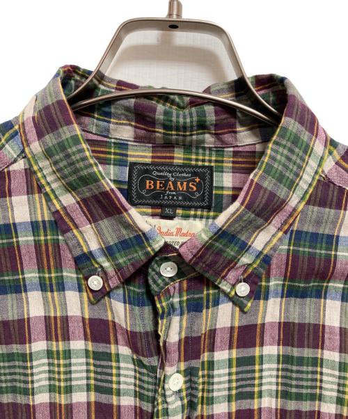 BEAMS PLUS（ビームスプラス）BEAMS PLUS (ビームスプラス) マドラスチェック ボタンダウンシャツ パープル サイズ:XLの古着・服飾アイテム