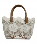 MARY QUANTマリークヮント）の古着「デイジーレーススカラップトート」｜ホワイト