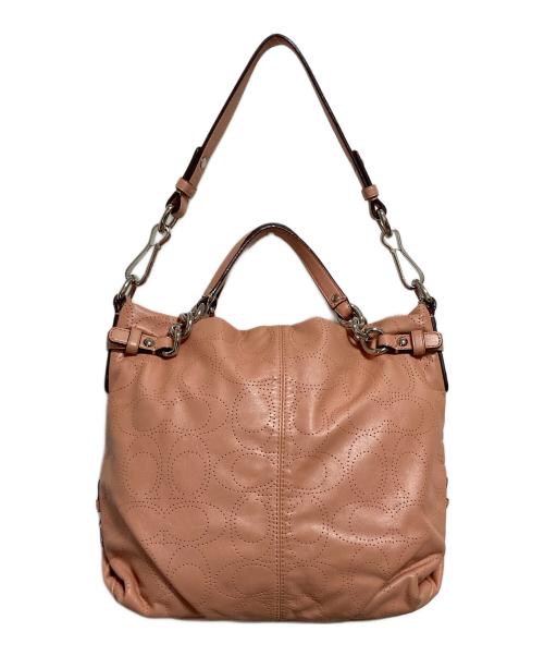 COACH（コーチ）COACH (コーチ) パンチングシグネチャー2WAYバッグ ピンクの古着・服飾アイテム