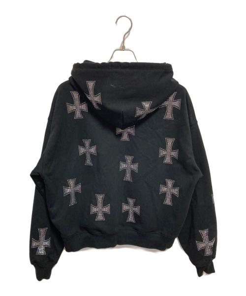 unknown（アンノーン）unknown (アンノーン) クロスラインストーンジップアップパーカー ブラック サイズ:Mの古着・服飾アイテム