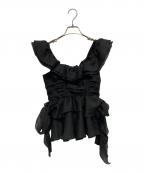 Lily Brownリリーブラウン）の古着「ペプラムフリルトップス」｜ブラック