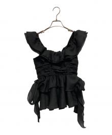 Lily Brown（リリーブラウン）の古着「ペプラムフリルトップス」｜ブラック