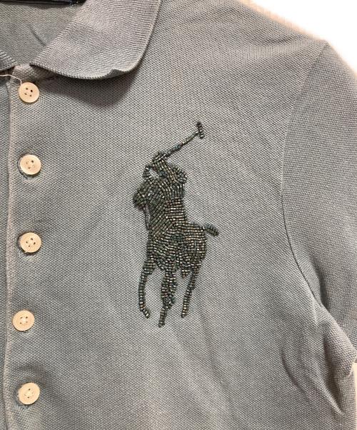 RALPH LAUREN（ラルフローレン）RALPH LAUREN (ラルフローレン) ビーズ刺繍ビッグポニーポロシャツ ブルー サイズ:Mの古着・服飾アイテム