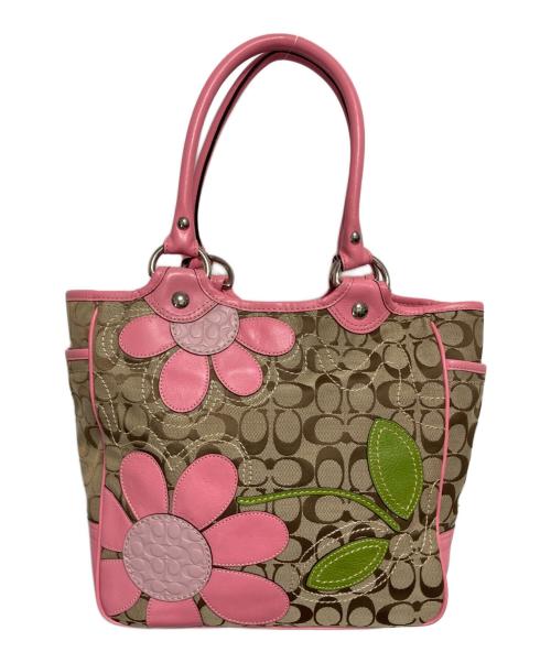 COACH（コーチ）COACH (コーチ) トートバッグ ベージュ×ピンクの古着・服飾アイテム