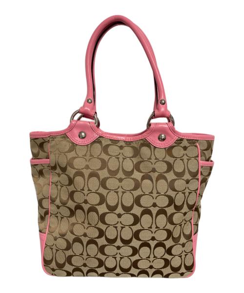 COACH（コーチ）COACH (コーチ) トートバッグ ベージュ×ピンクの古着・服飾アイテム