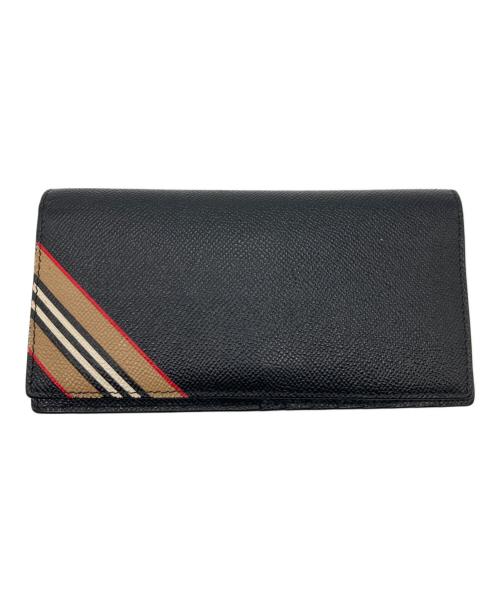 BURBERRY（バーバリー）BURBERRY (バーバリー) アイコンストライフロングウォレット ブラックの古着・服飾アイテム