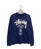 stussyステューシー）の古着「WORLD TOUR スウエット」｜ネイビー