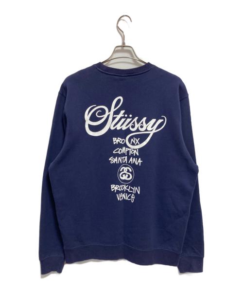 stussy（ステューシー）stussy (ステューシー) WORLD TOUR スウエット ネイビー サイズ:Lの古着・服飾アイテム