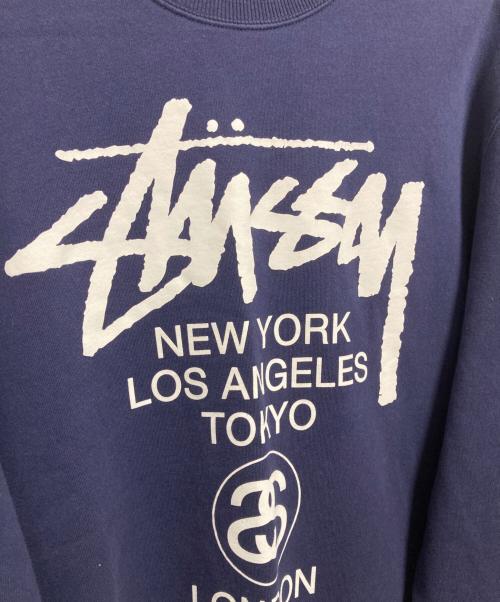 stussy（ステューシー）stussy (ステューシー) WORLD TOUR スウエット ネイビー サイズ:Lの古着・服飾アイテム