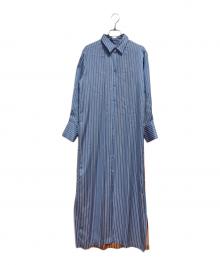 MYLAN（マイラン）の古着「Bi-Color Stripe Shirt Dress」｜ブルー×オレンジ