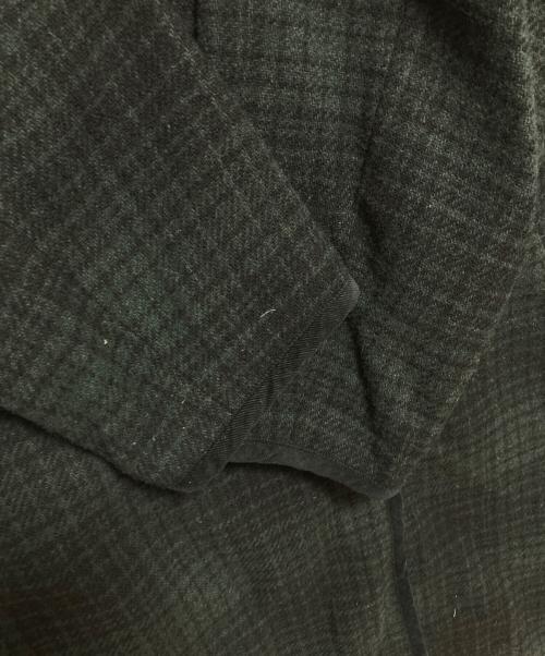 Traditional Weatherwear（トラディショナルウェザーウェア）Traditional Weatherwear (トラディショナルウェザーウェア) ノーカラーチェックコート グリーン×ブラック サイズ:34の古着・服飾アイテム