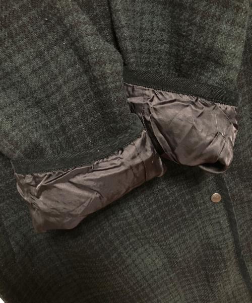 Traditional Weatherwear（トラディショナルウェザーウェア）Traditional Weatherwear (トラディショナルウェザーウェア) ノーカラーチェックコート グリーン×ブラック サイズ:34の古着・服飾アイテム