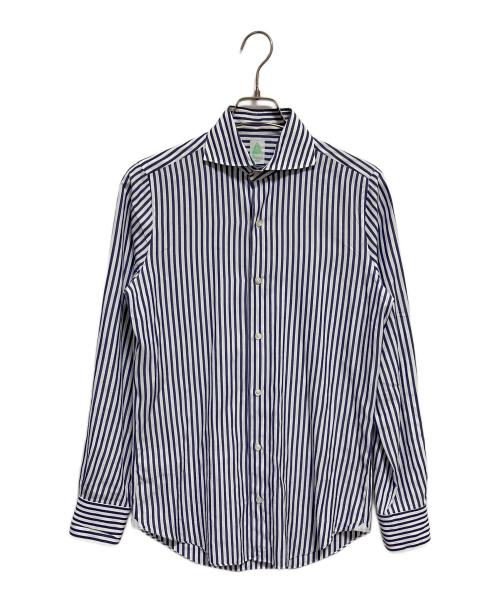 finamore（フィナモレ）Finamore (フィナモレ) ストライプシャツ ネイビー サイズ:38の古着・服飾アイテム