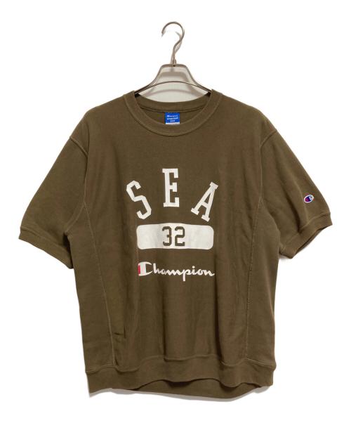 Champion（チャンピオン）Champion (チャンピオン) WIND AND SEA (ウィンダンシー) ショートスリーブスウェット オリーブ サイズ:Mの古着・服飾アイテム