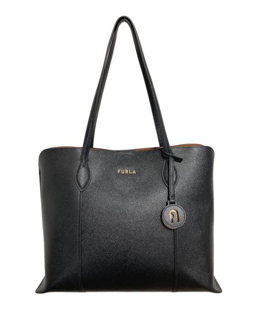 FURLA（フルラ）FURLA (フルラ) VITTOIA レザートートバッグ ブラックの古着・服飾アイテム
