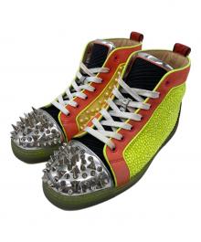 Christian Louboutin（クリスチャン・ルブタン）の古着「NO LIMIT FLAT スタッズハイカットスニーカー」｜イエロー