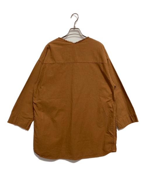 JOHNBULL（ジョンブル）Johnbull (ジョンブル) ノーカラーサファリシャツ ブラウン サイズ:FREEの古着・服飾アイテム