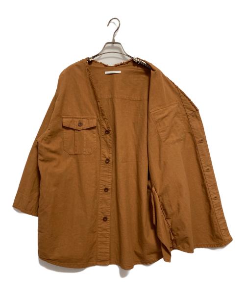 JOHNBULL（ジョンブル）Johnbull (ジョンブル) ノーカラーサファリシャツ ブラウン サイズ:FREEの古着・服飾アイテム