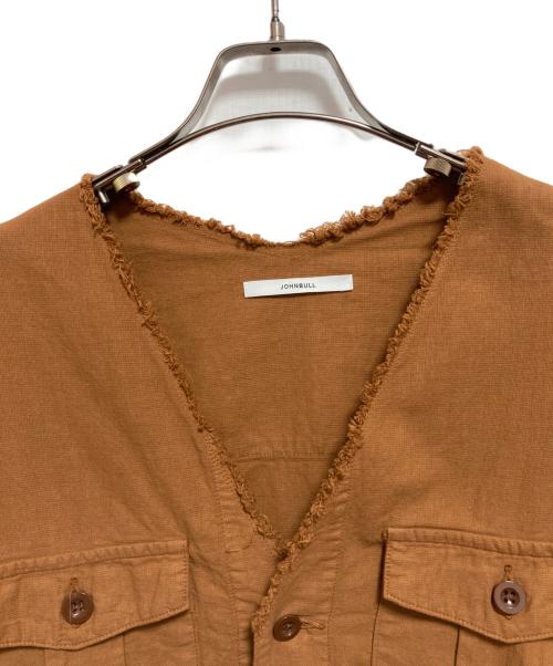 JOHNBULL（ジョンブル）Johnbull (ジョンブル) ノーカラーサファリシャツ ブラウン サイズ:FREEの古着・服飾アイテム